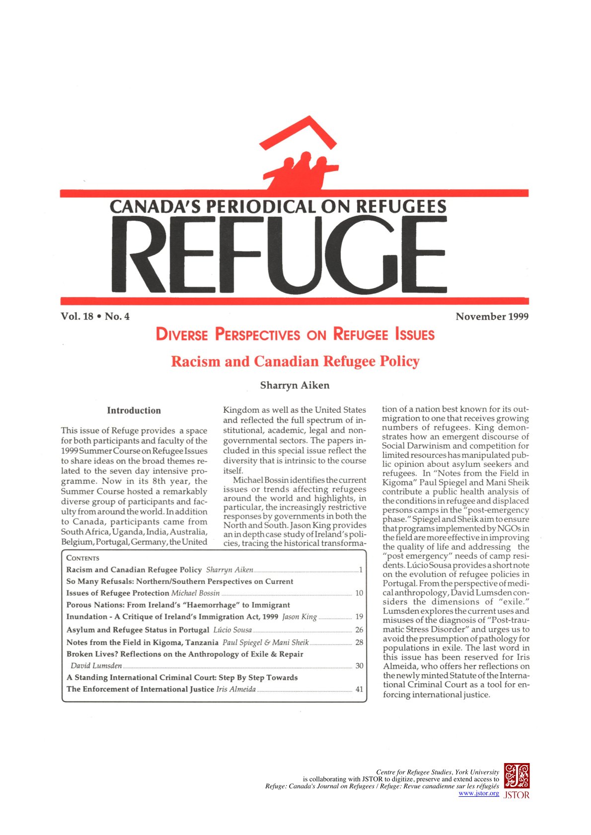 first page Refuge vol. 18.4 1999